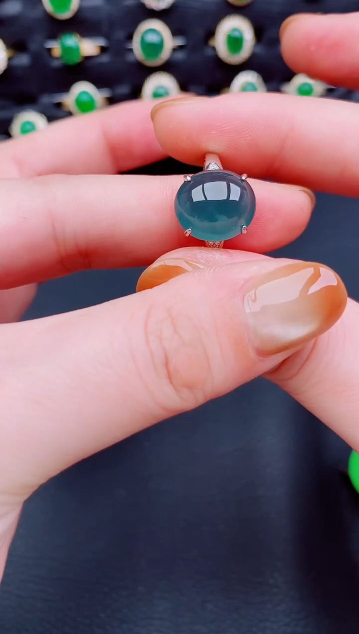 【闪购商品】翡翠戒指银S925镶嵌天然a货翡翠173