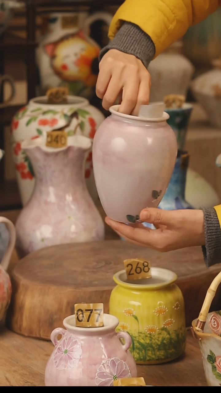 陶瓷景德镇设计师手作花器摆件侘寂风@M172@