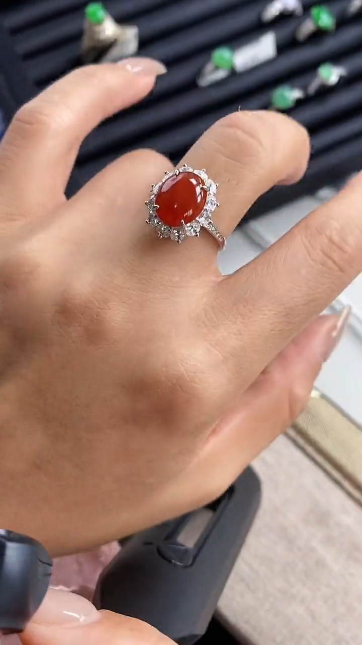 翡翠戒指银S925镶嵌刘****?4765