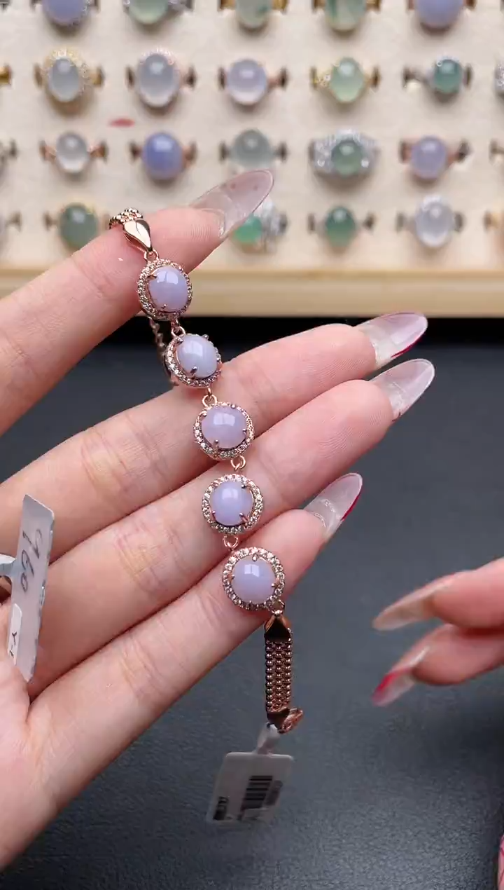 【闪购商品】翡翠手链银S925镶嵌一物一证一礼盒