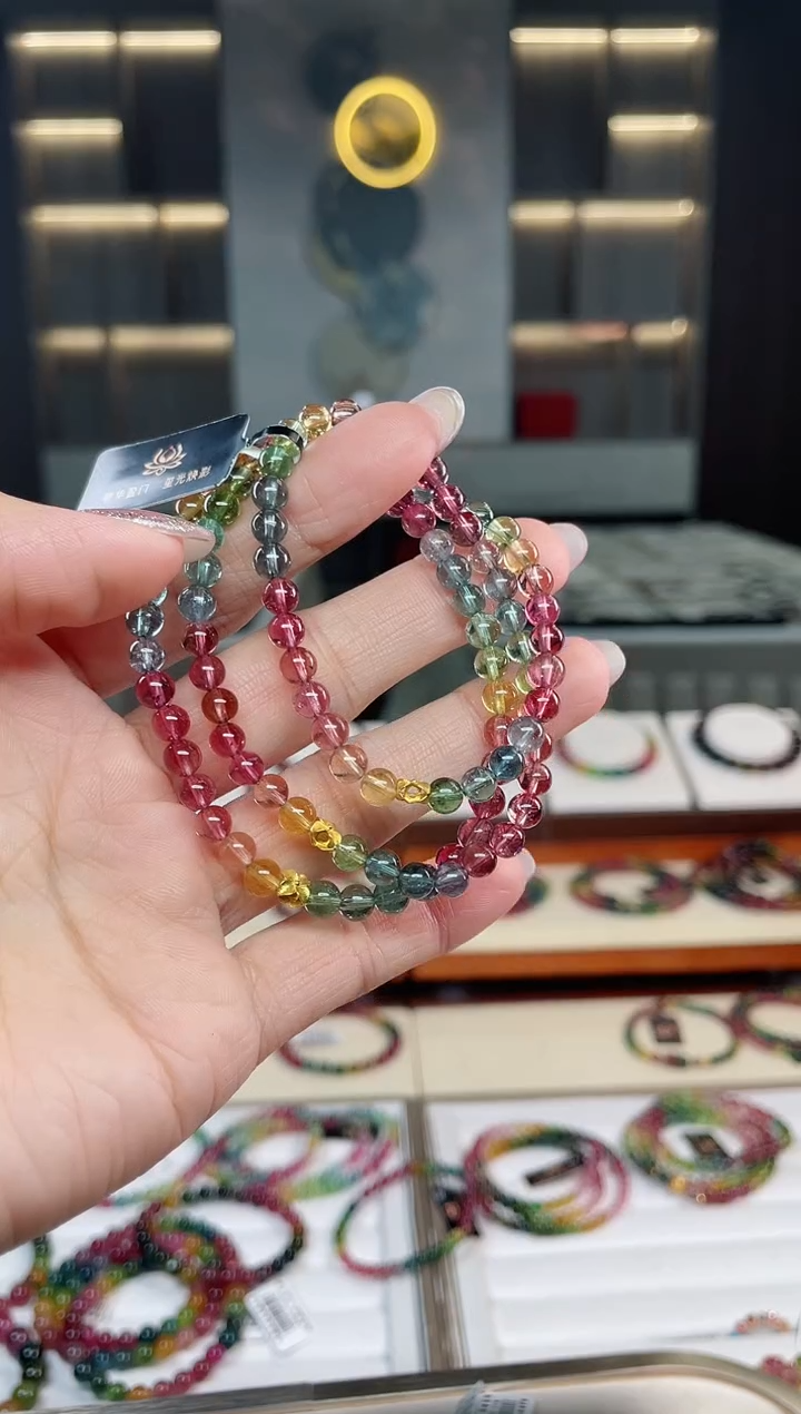 未镶嵌老矿碧玺三圈手串5mm+碧玺（多样性发一条）T