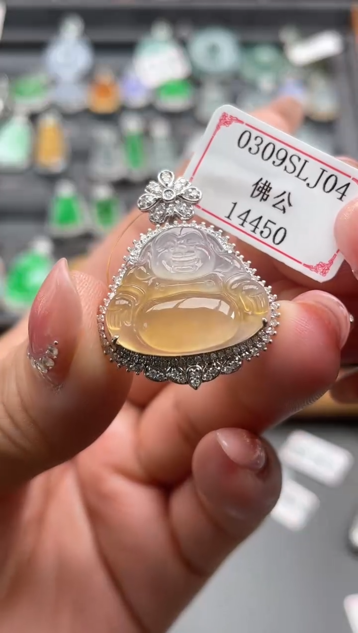 【闪购商品】翡翠挂件18K金镶嵌0309SLJ04