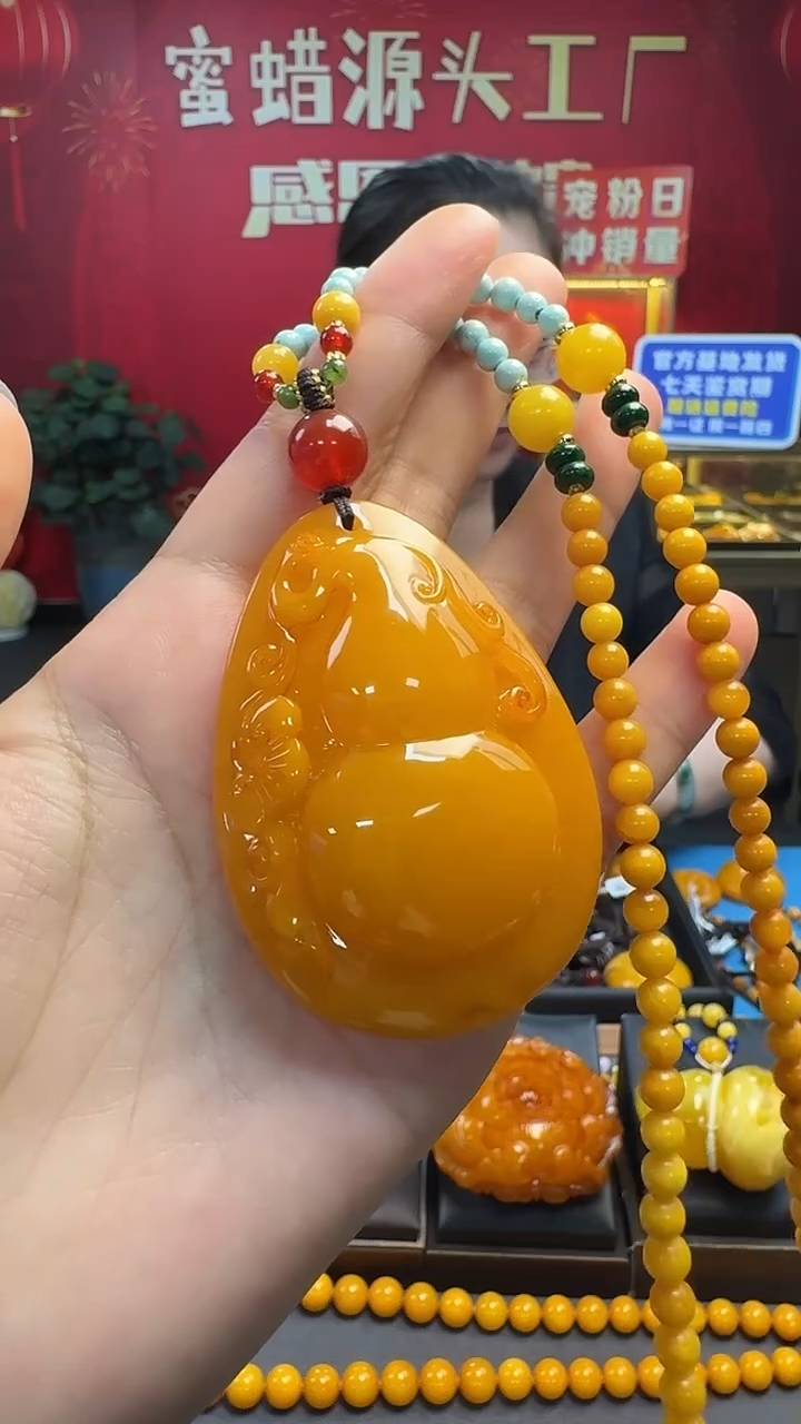未镶嵌吊坠(赠链)琥珀蜜蜡葫芦套装