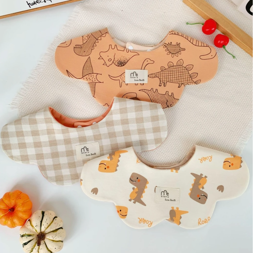 故事我  高定· 婴儿防水围嘴花瓣纯棉吸水防吐奶360旋转口水巾a类