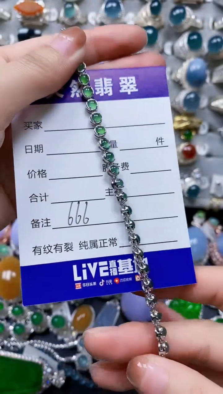 【闪购商品】翡翠手链银S925镶嵌0666