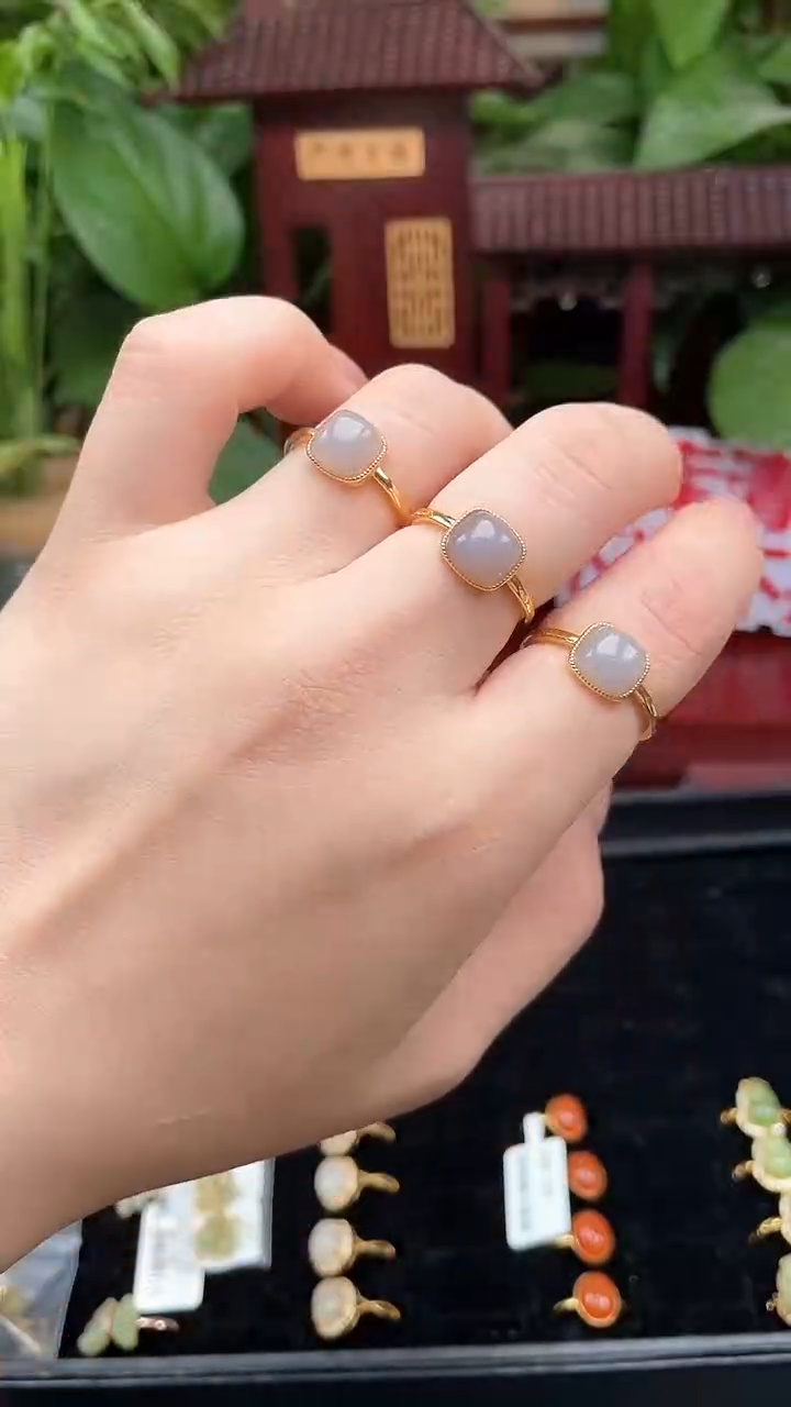 银S925镶嵌戒指和田玉戒指多样性发其一F173