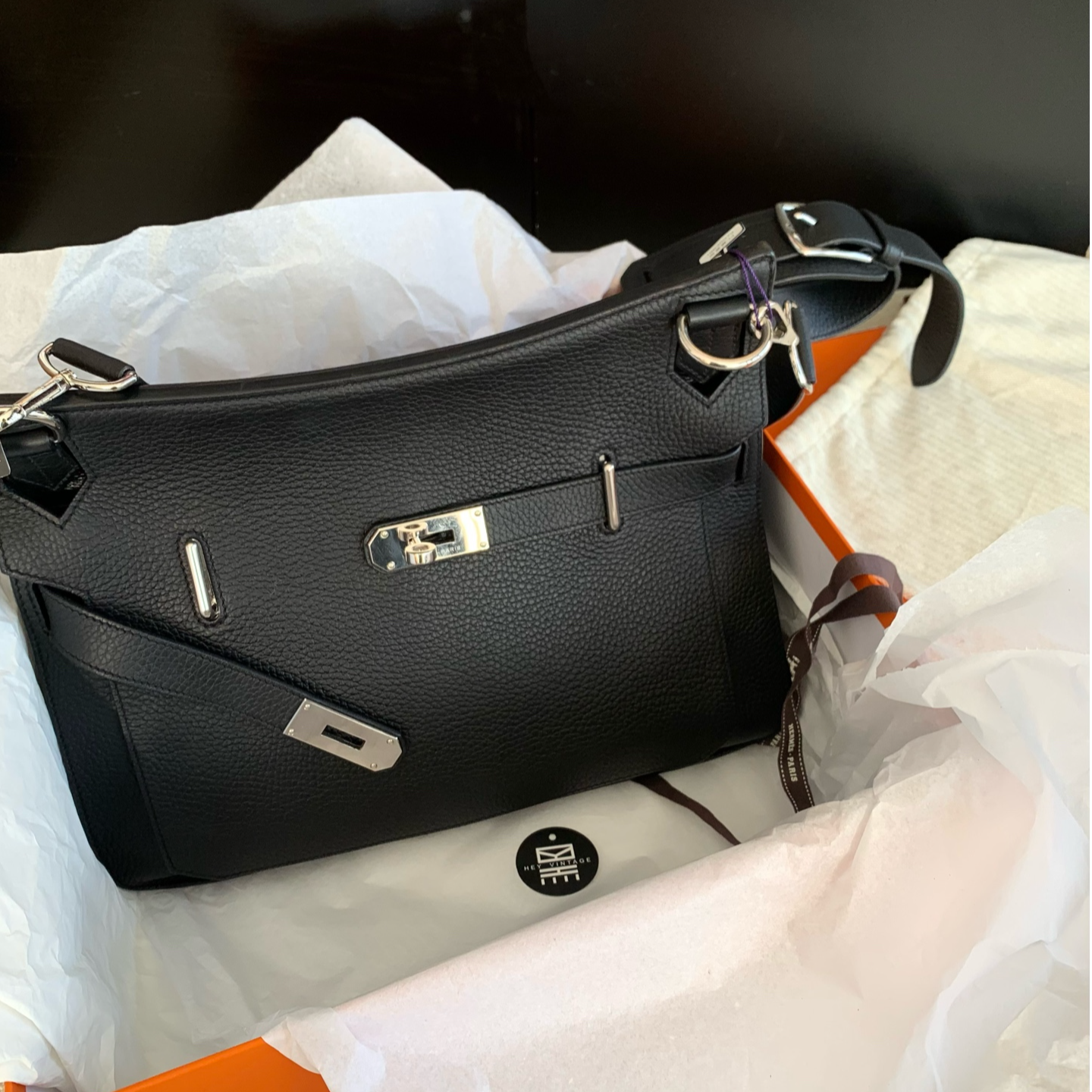 95新 Hermes/爱马仕 代卖服务！黑银吉普赛包34 18635079