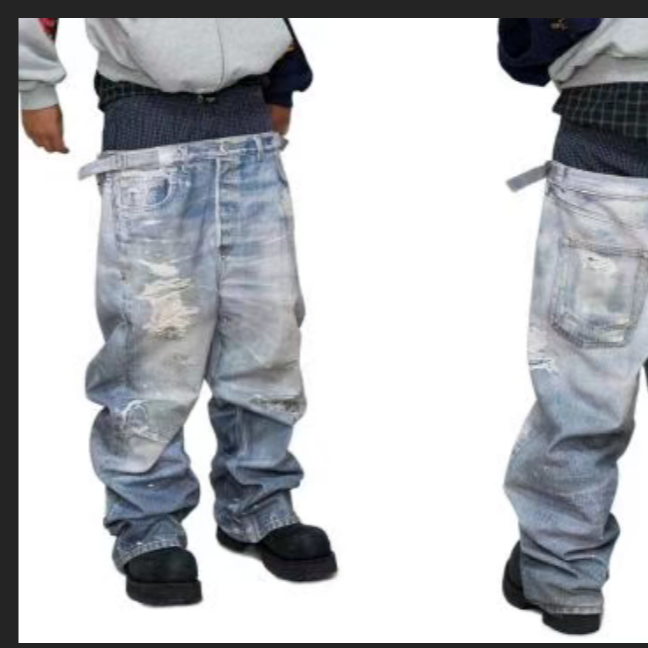 双腰裤牛仔裤【男女同款】