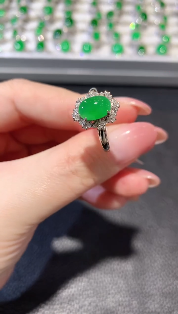 【闪购商品】翡翠戒指18K金镶嵌A11 翡翠