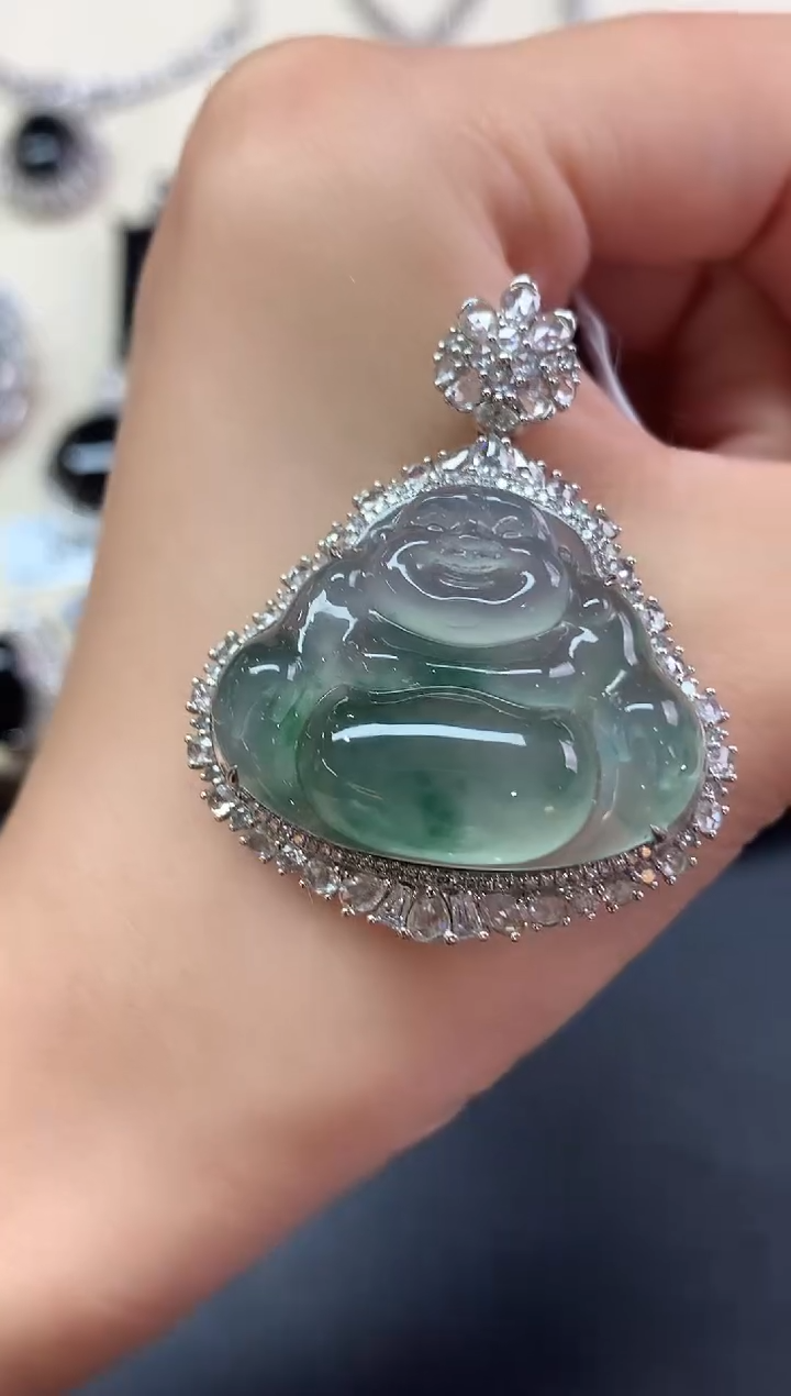 翡翠18K金镶嵌吊坠(不含链)吊坠(不含链)|38000