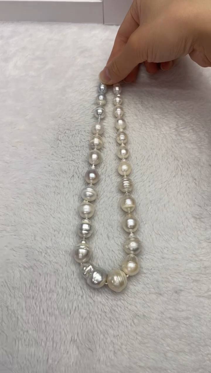 【闪购商品】海水珍珠项链未镶嵌澳白螺纹9-18mm（多样性发一）