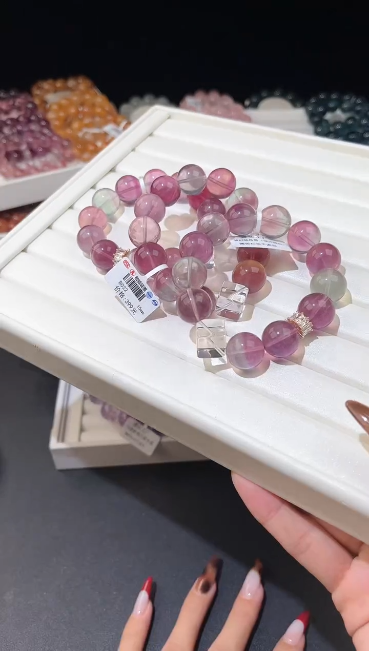 【闪购商品】萤石手链合金多样性发一DIY彩萤石15mm