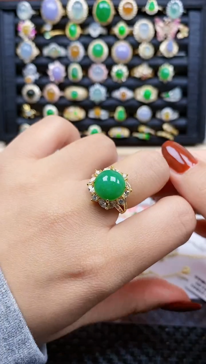 银S925镶嵌戒指翡翠185