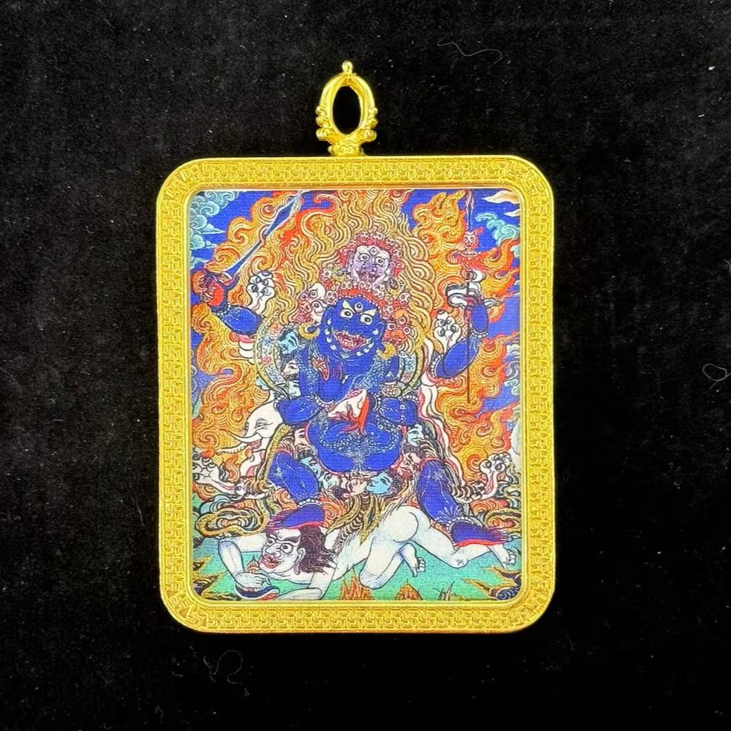 直播间拍这个【单双面手绘描金工艺】黑财神五台山黑财神唐卡