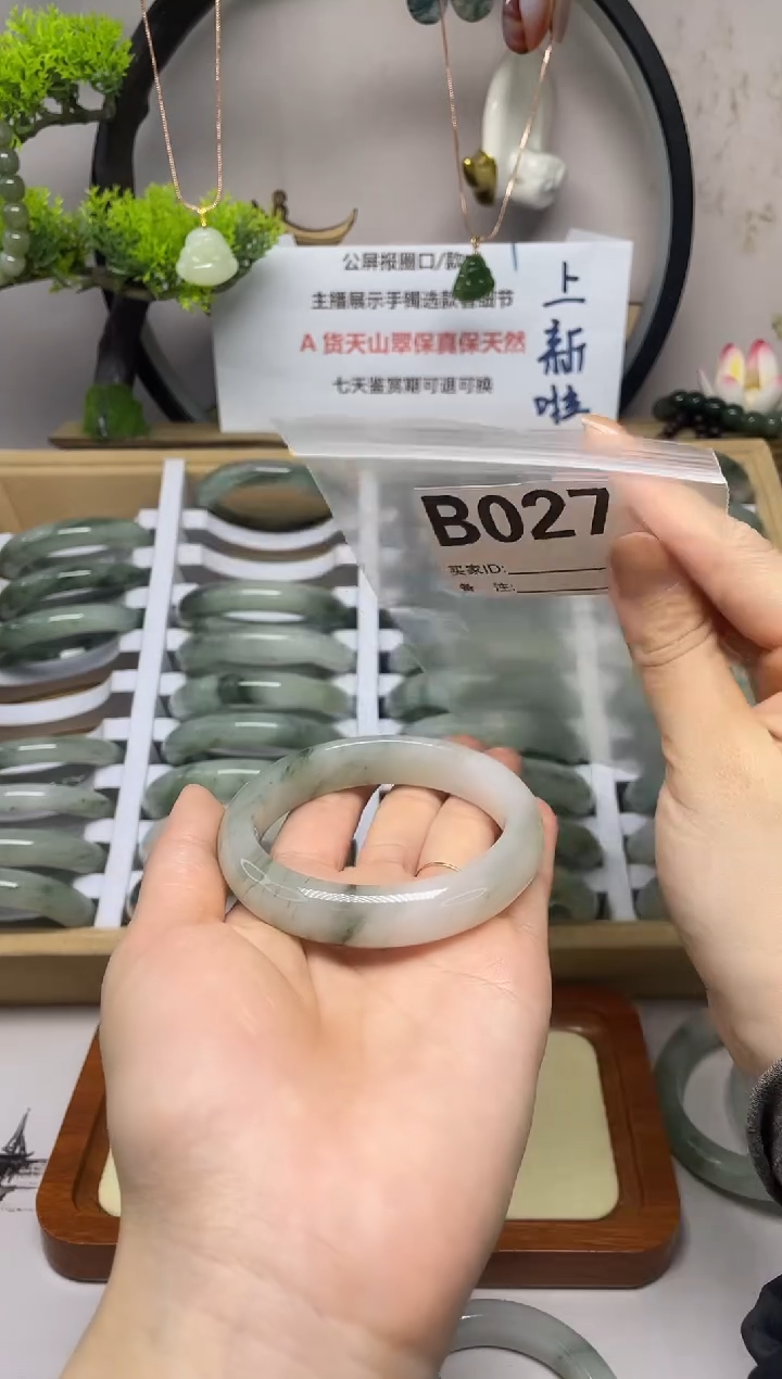 【闪购商品】石英质玉（天山翠）手镯未镶嵌b027
