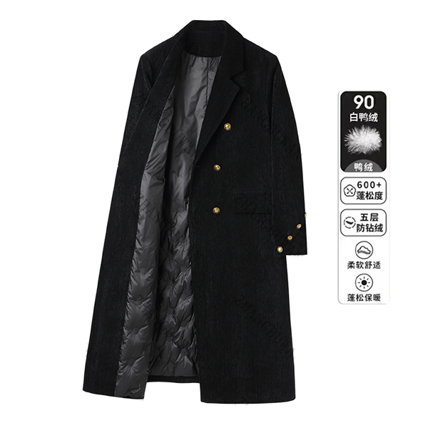 2025年新款90白鸭绒西装羽绒服加厚雪尼尔大衣3561