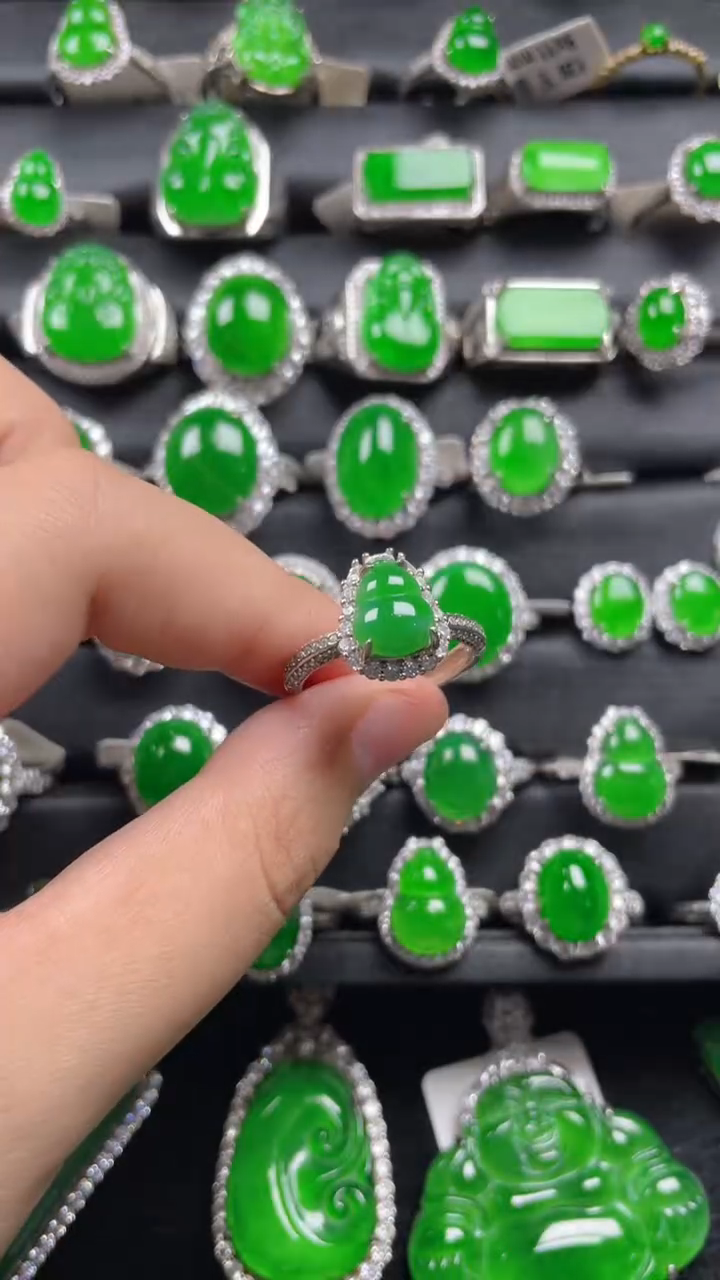 银S925镶嵌戒指翡翠翡翠