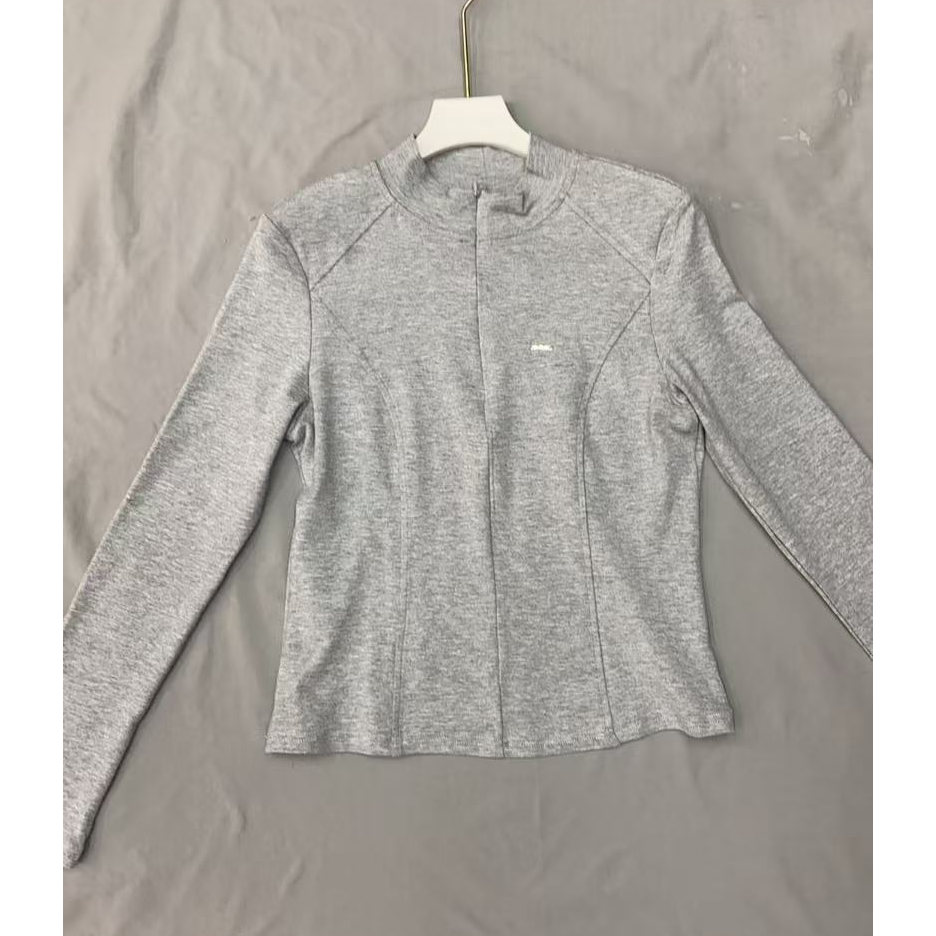 2692#2025新款时尚拉链设计长袖打底T恤