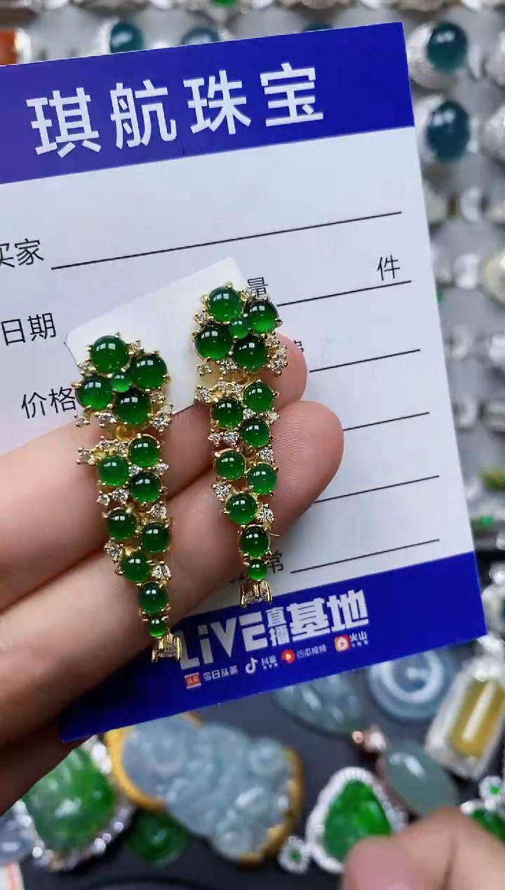 【闪购商品】翡翠耳饰银S925镶嵌0509