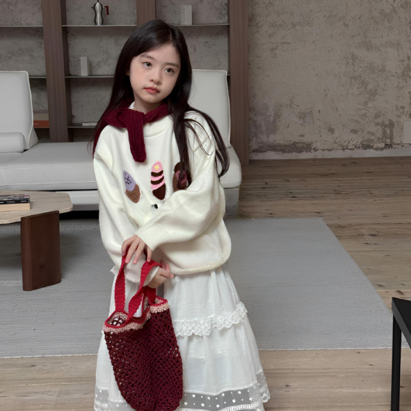 中大童潮童时尚洋气时髦宽松圆领长袖毛衣儿童女童56010