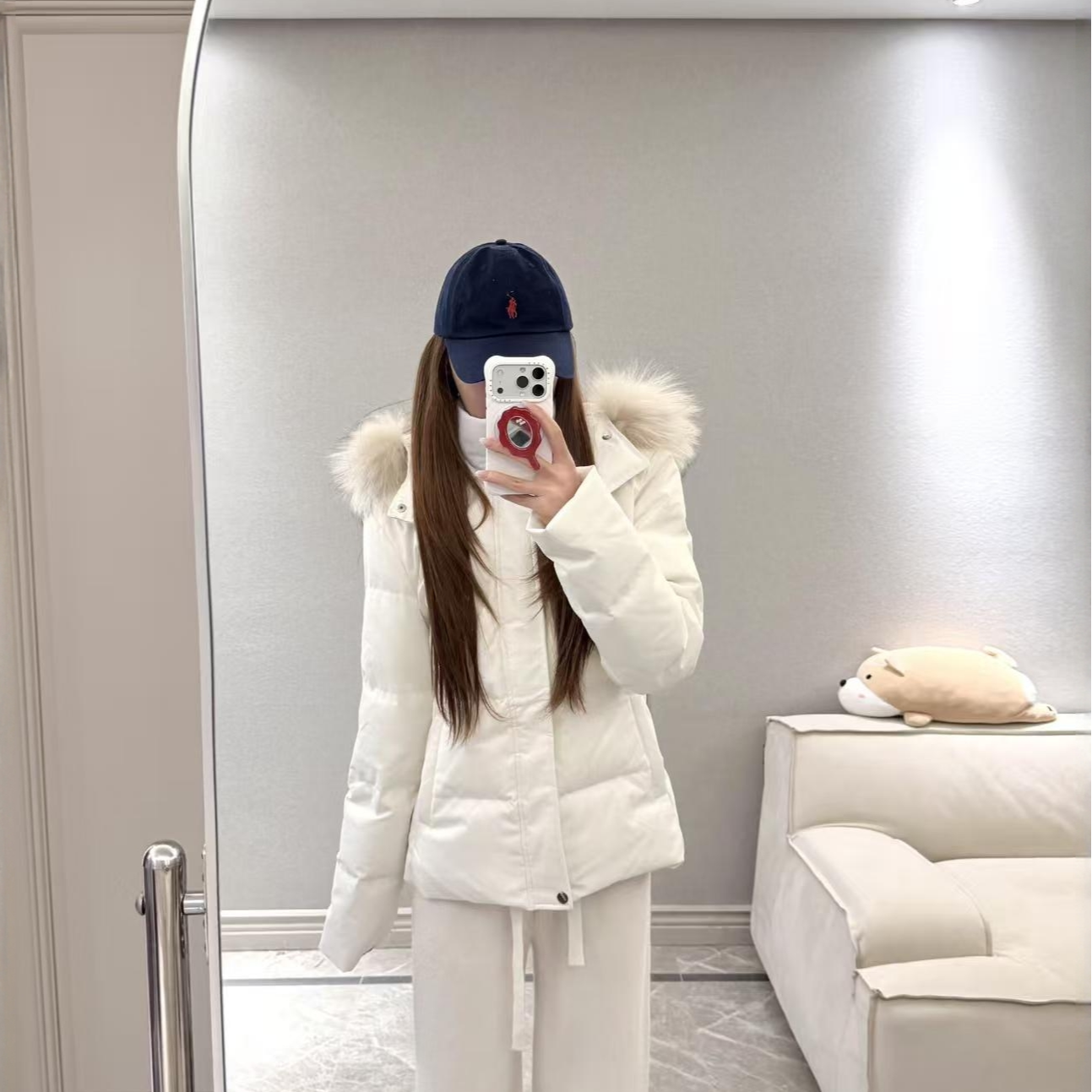 美式毛领连帽棉服女款冬季2025新款韩系加绒加厚收腰显瘦棉袄外套