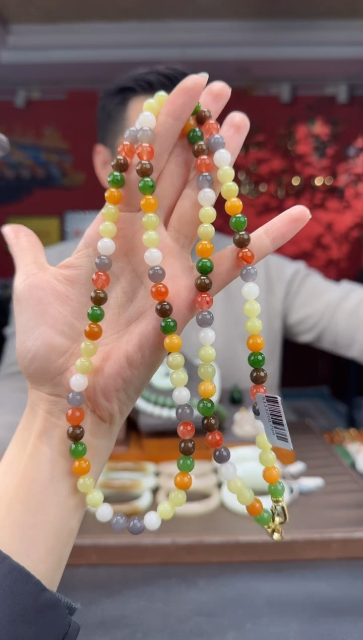 颈饰未镶嵌和田玉多宝108颗多圈卡8