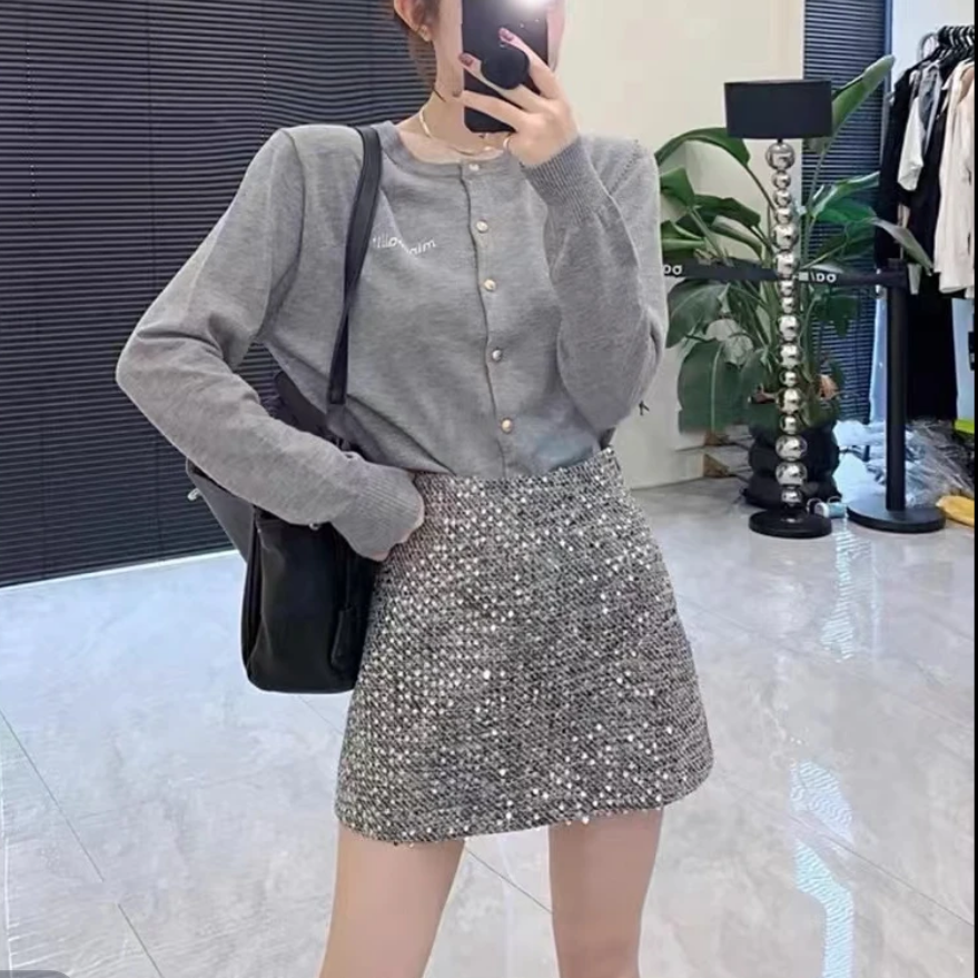 【龙爷严选】法式小香风亮片时尚气质显瘦百搭a版短裙