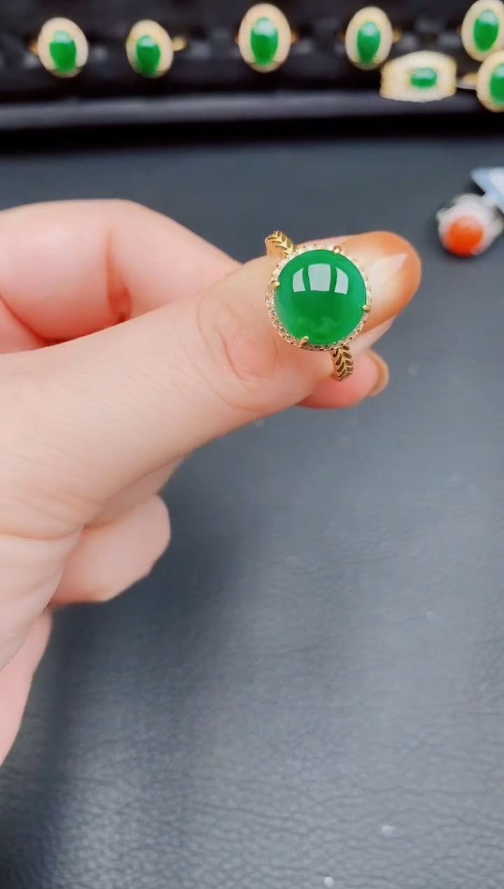 【闪购商品】翡翠戒指银S925镶嵌天然a货翡翠139