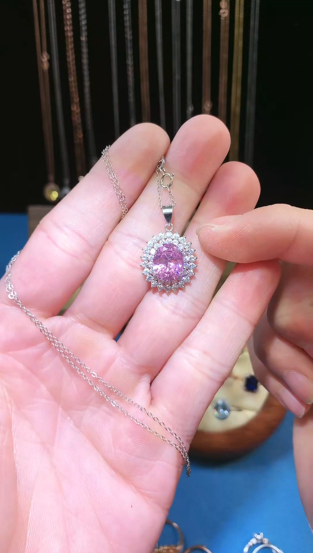 【闪购商品】蓝宝石项链银S925镶嵌11111