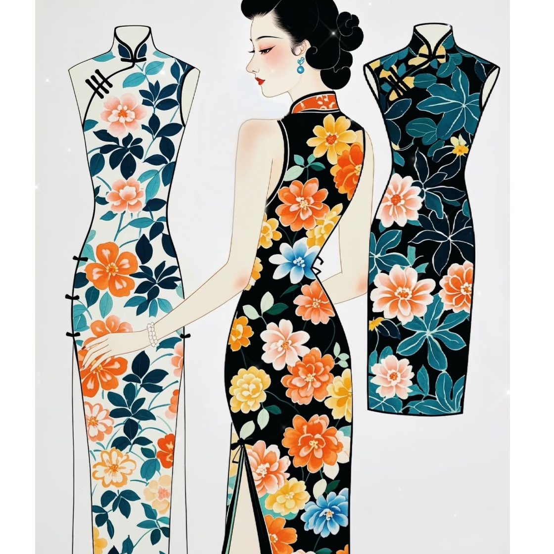中国风高端旗袍真丝香云纱旗舰款 