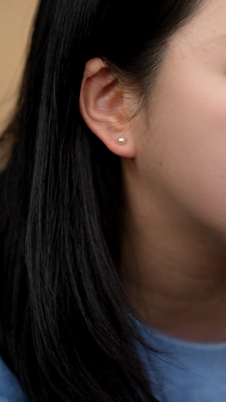 银S925镶嵌耳饰海水珍珠4-5akoya羽皇金素钉