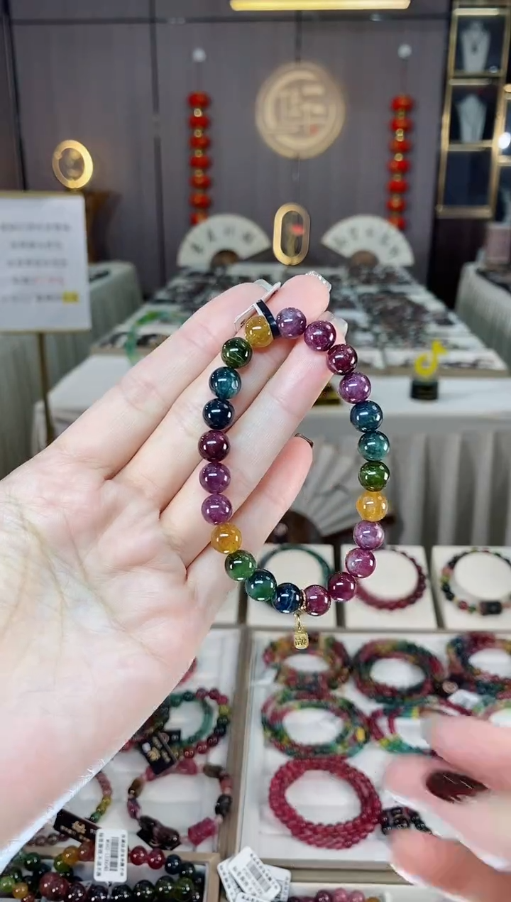 未镶嵌老矿碧玺单圈手串8mm+碧玺dan多样性发货一条