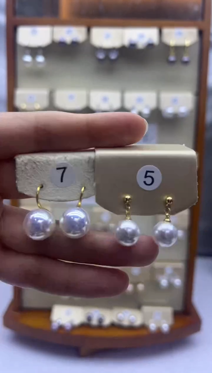 未镶嵌耳饰淡水珍珠5+7