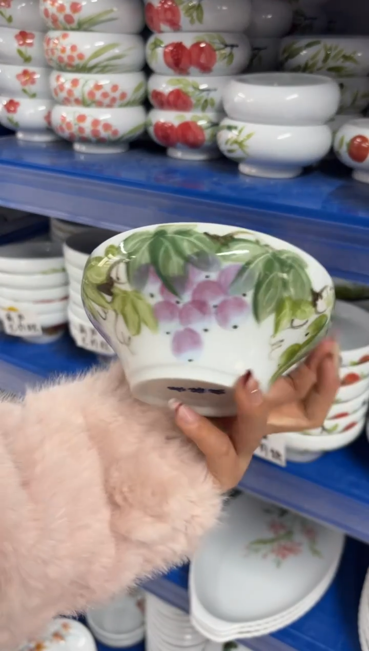 瓷片景德镇高温陶瓷食品级手绘釉中彩-葫芦碗（无内绘）