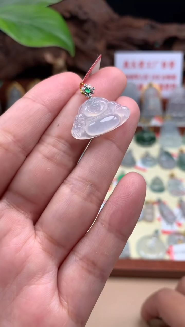 【闪购商品】翡翠颈饰18K金镶嵌佛公