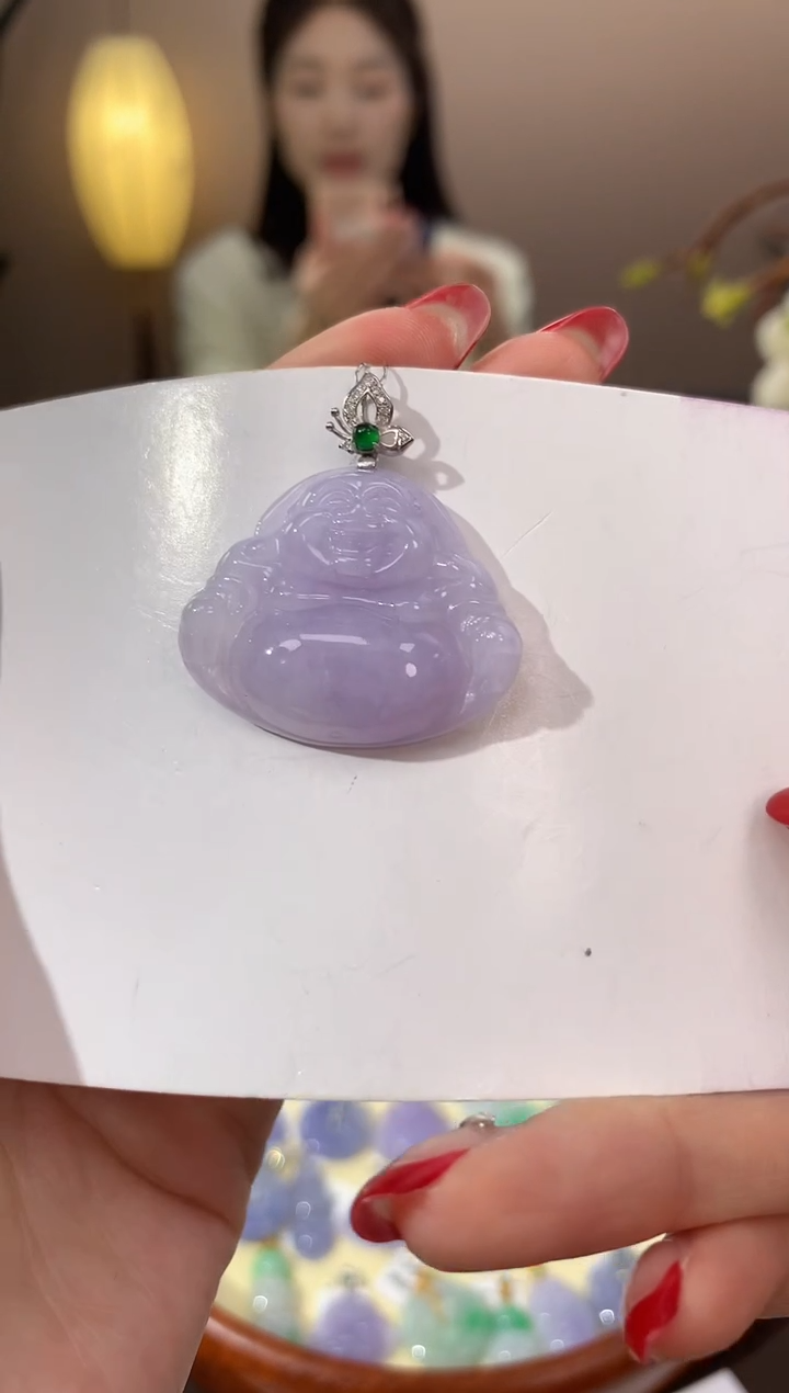 【闪购商品】翡翠颈饰18K金镶嵌天然缅甸a货翡翠