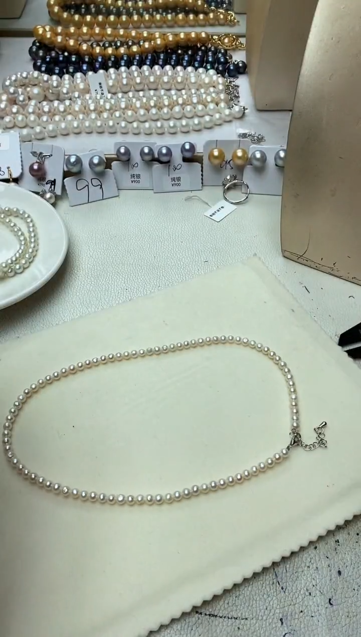 淡水珍珠银S925镶嵌颈饰1