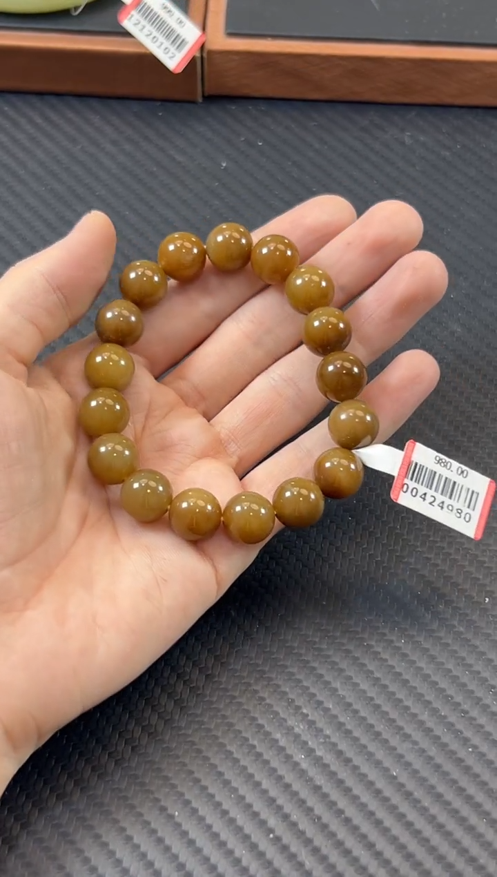 手串未镶嵌和田玉若羌微色差手串卡12
