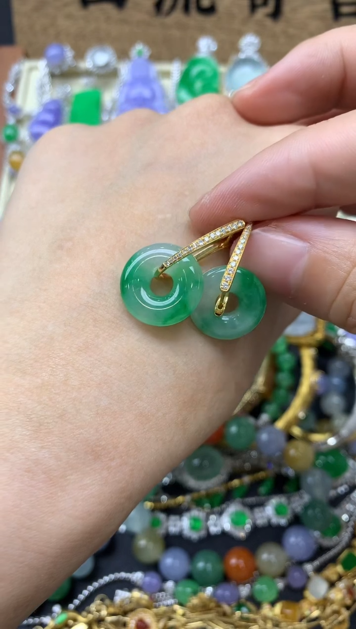 【闪购商品】翡翠耳饰18K金镶嵌238-中国好珍宝