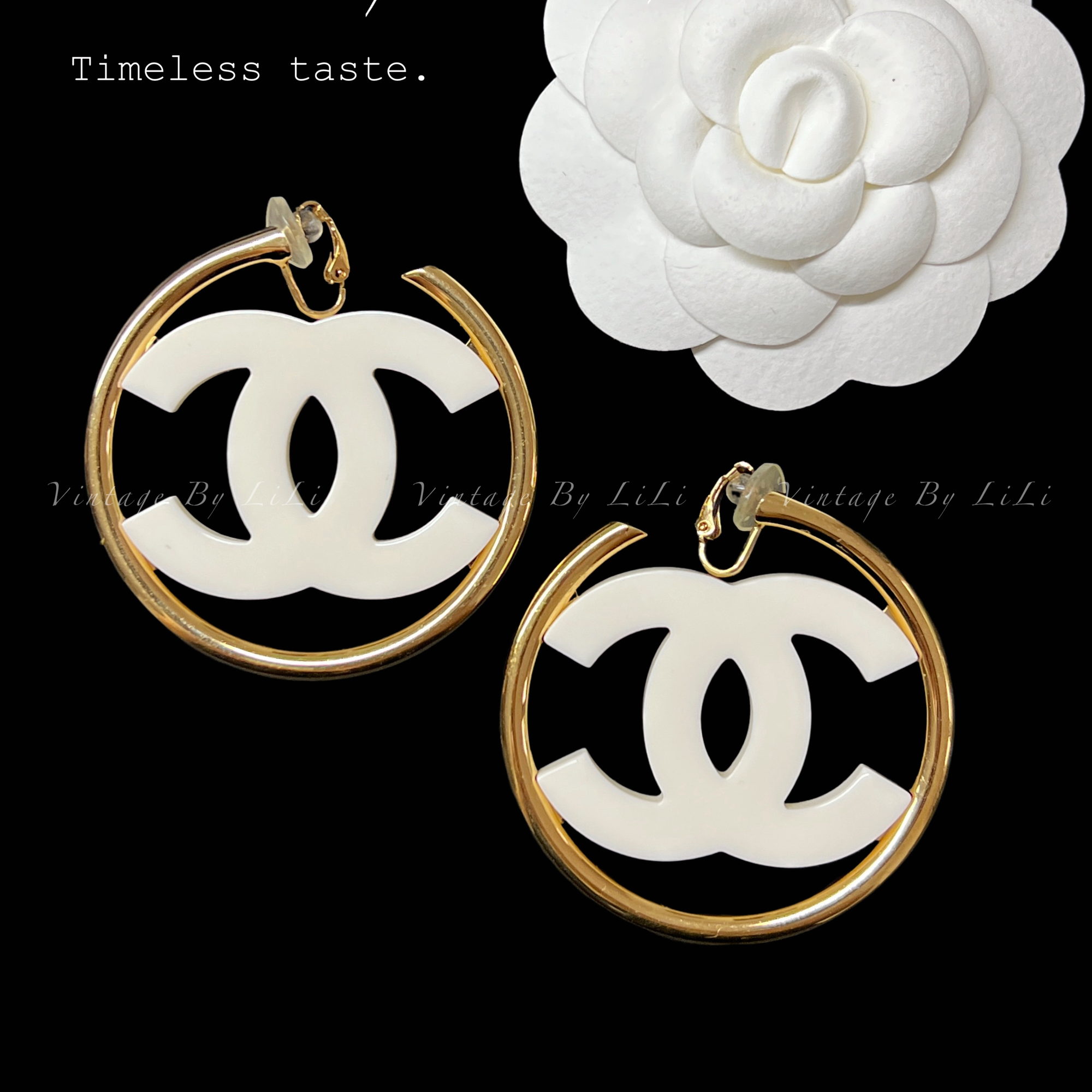 95新 Chanel/香奈儿 白色亚克力cc耳夹 24年走秀款