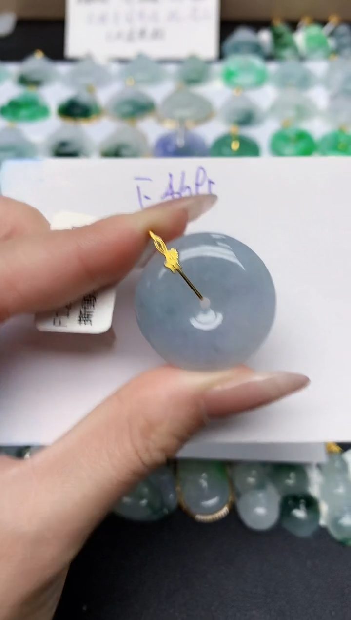 颈饰18K金镶嵌翡翠天然缅甸A货翡翠百元以上9元证书费自理