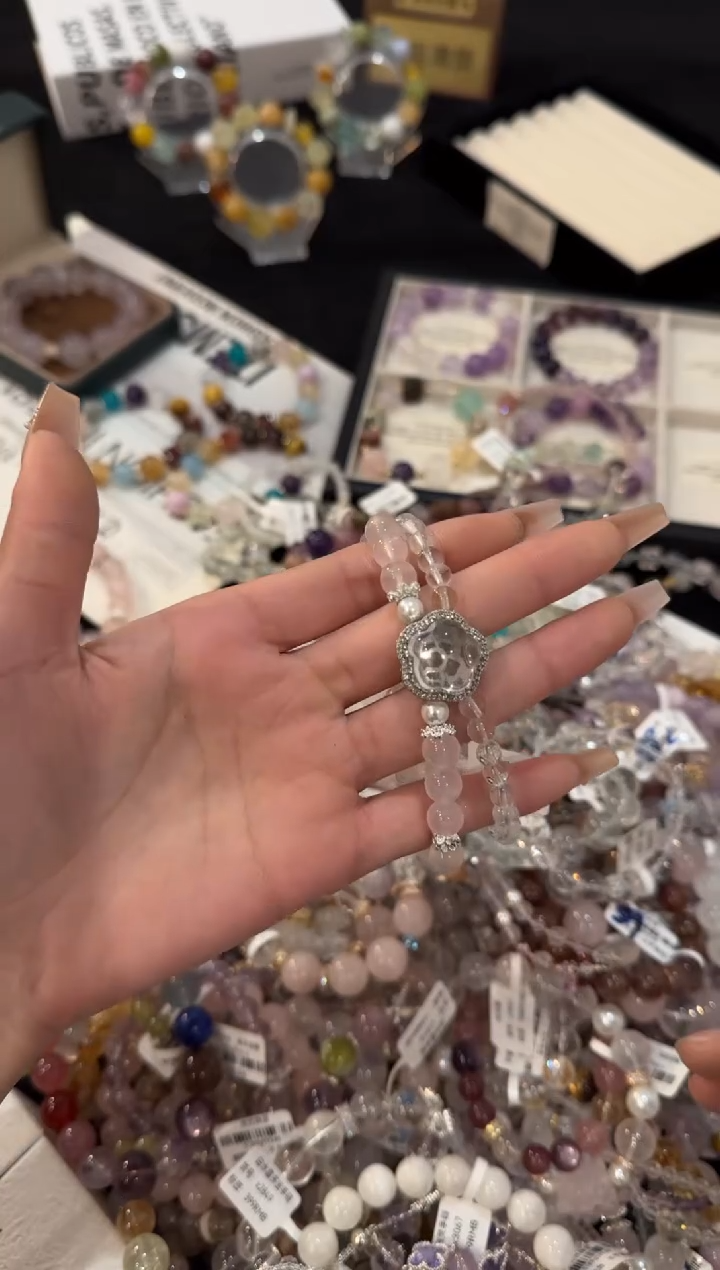 合金手链水晶粉水晶x775