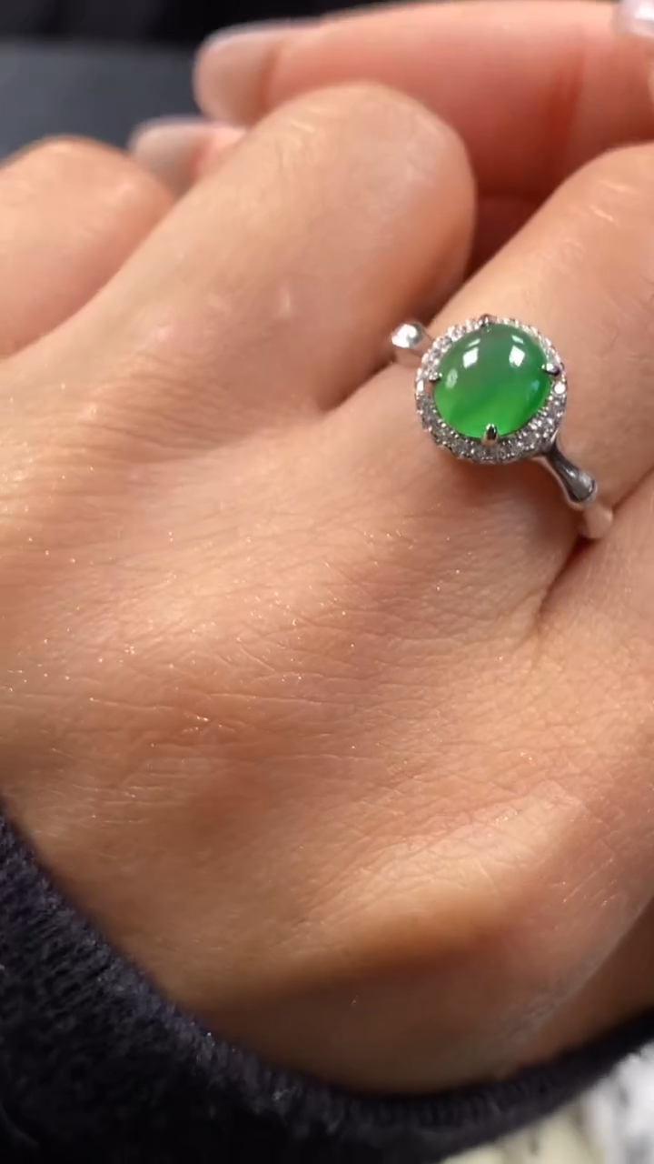 【闪购商品】翡翠戒指银S925镶嵌6708