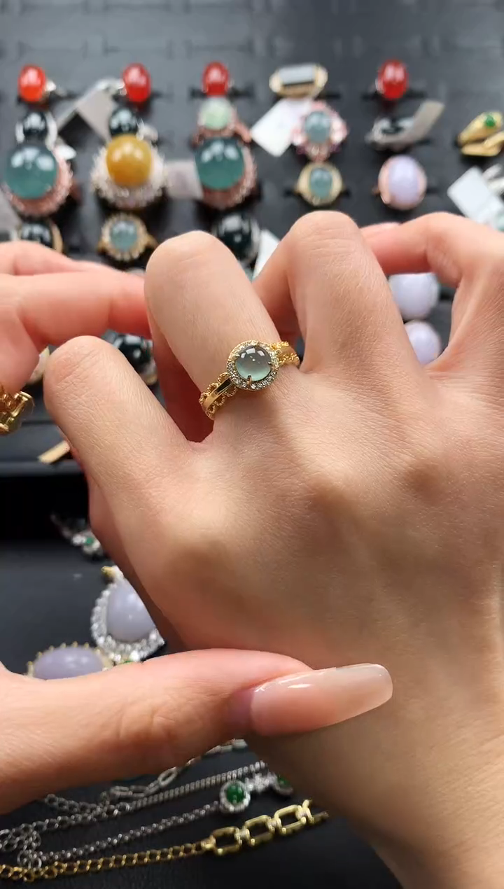 【闪购商品】翡翠戒指银S925镶嵌7689765875