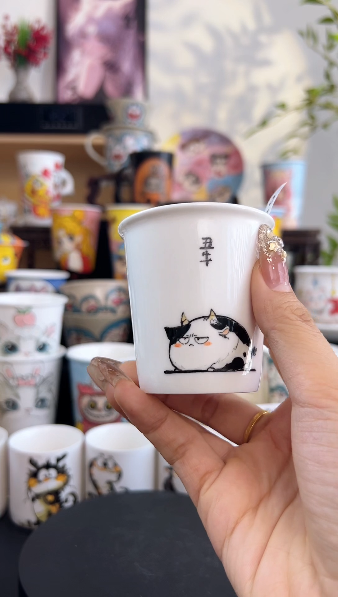 【闪购商品】摆件手工手绘陶瓷小杯杯