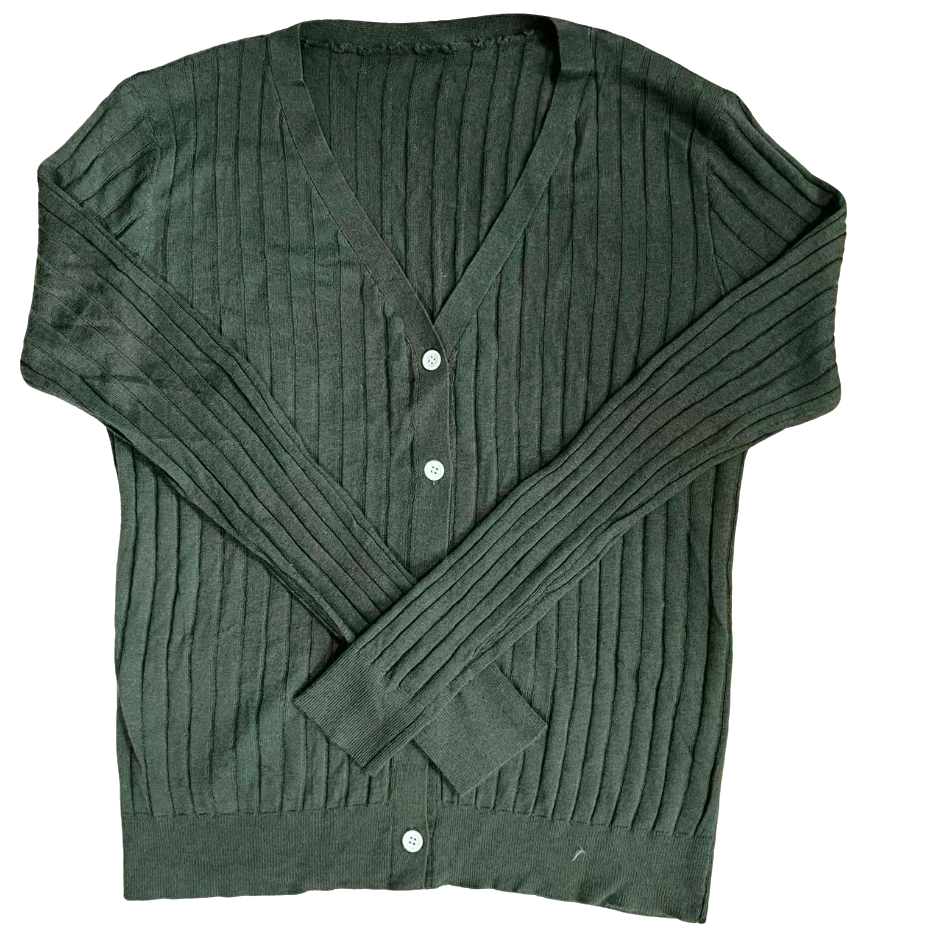 infobyfive罘蠡秋冬长袖竖条纹V领扣子开衫针织毛衣壹NF0509246