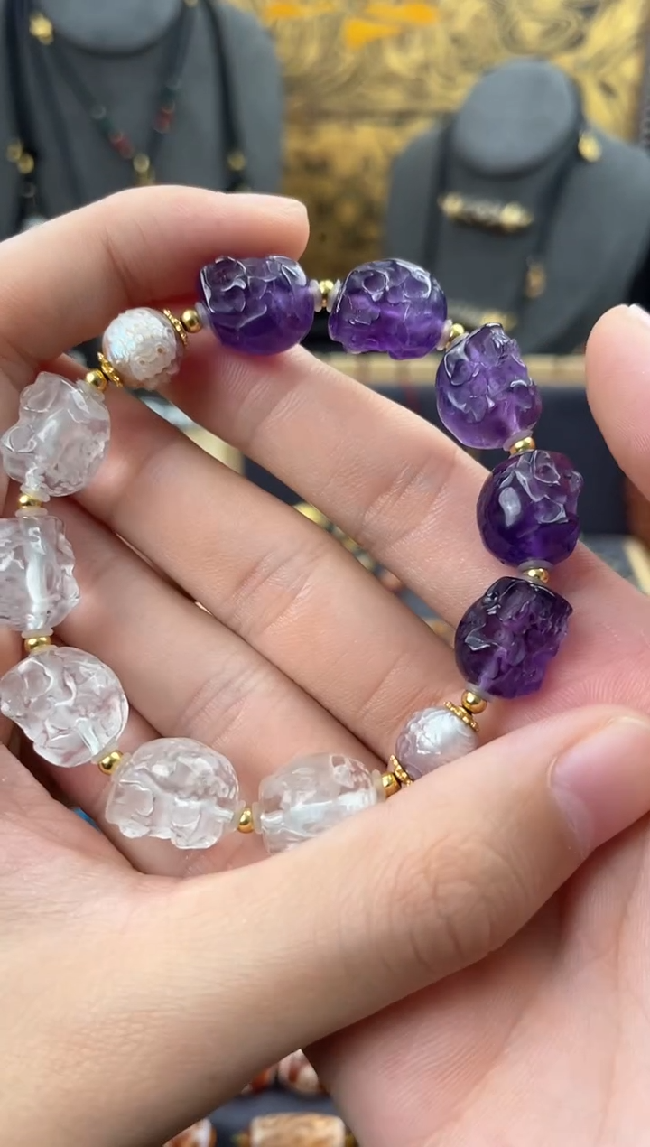 【闪购商品】水晶珠宝半成品未镶嵌双色水晶尸尸手串