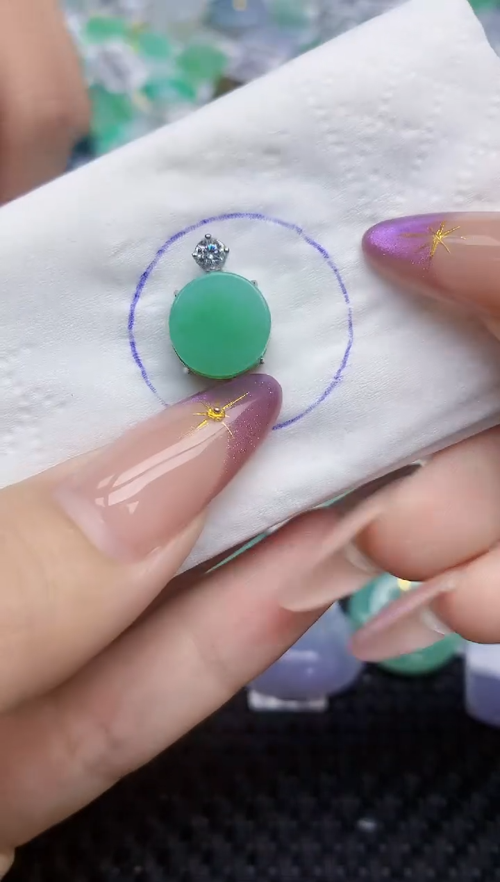 翡翠银S925镶嵌颈饰281   天然翡翠A货  百元以上9米证书费自理