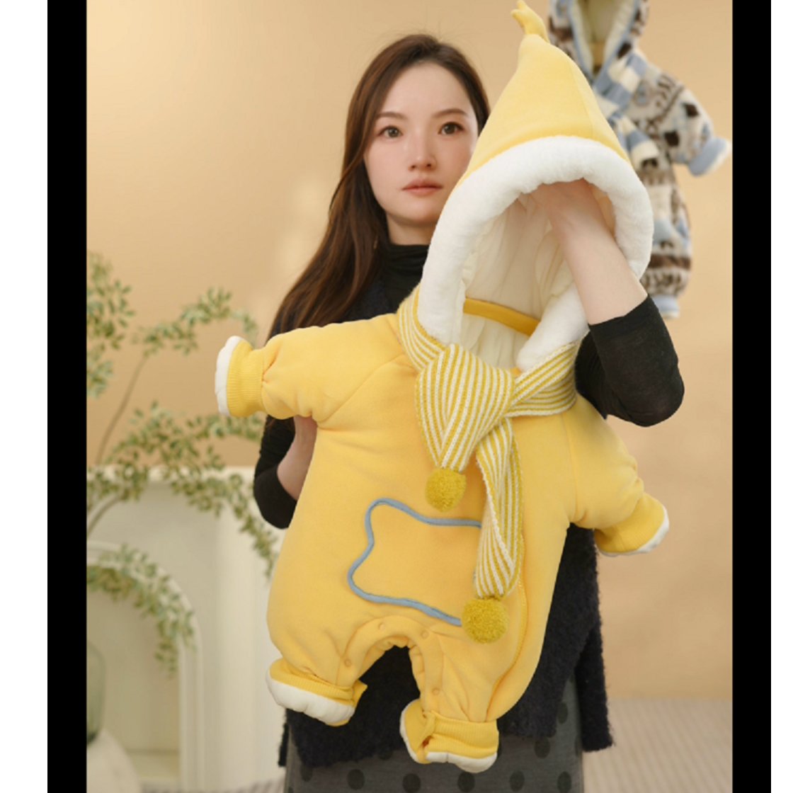 帽子可拆- 【新小黄人】2025男女童时尚保暖冬季加绒加厚外套爬服