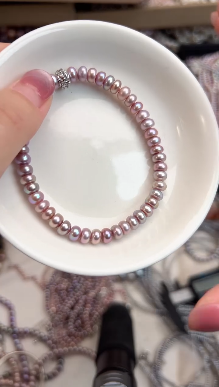 未镶嵌福利淡水珍珠无核*强光珍珠项链（粉紫色）6mm左右